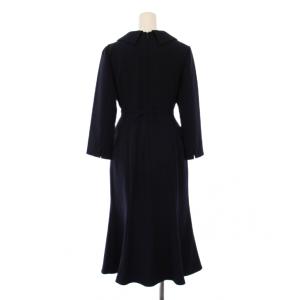 CELFORD ベルト付きジャケットワンピース フレア ミモレ ロング 七分袖 ストレッチ 36 紺 ネイビー CWFO231037