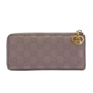 長財布 L字ファスナー ラブリーハート グッチシマ レザー ピンクパープル GG柄 ハートチャーム 295671