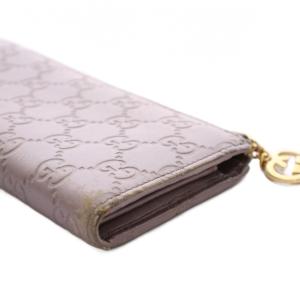 GUCCI 長財布 L字ファスナー ラブリーハート グッチシマ レザー ピンクパープル GG柄 ハートチャーム 295671