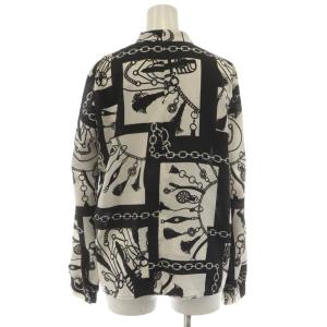 Pinky&Dianne Jeans シャツ ブラウス 長袖 総柄 38 黒 ブラック 白 ホワイト 031-4210941 /AN55