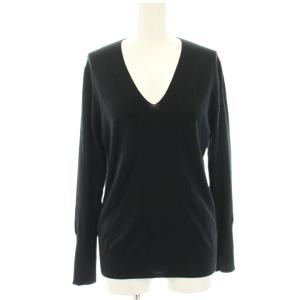 リブVネック ニット カットソー 長袖 ウール 36 黒 ブラック 20080938703130 /HN