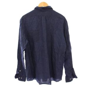 Brooks Brothers アイリッシュリネンソリッドスポーツシャツ ボタンダウン カジュアル 長袖 レギュラーカラー 無地 L 紺