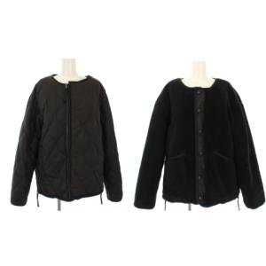 ミリタリー リバーシブル クルーネック ダウンジャケット ノーカラー アウター M 黒 R104BML-1