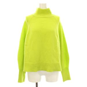 ウールクロップドタートルプルオーバー ニット セーター 長袖 ハイネック F 黄緑 GAM-21050