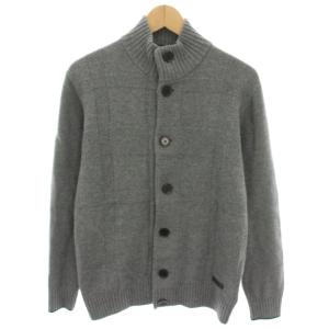 ハイネックカーディガン ニットカーディガン 長袖 チェック柄 M グレー 51N11-301-04 /YT