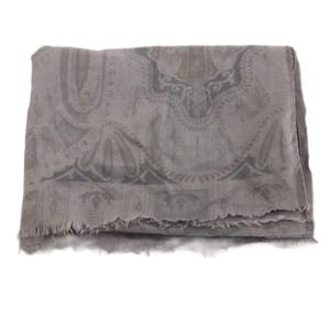 ETRO ストール 総柄 絹 シルク グレー /RR