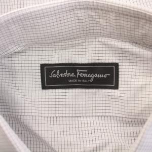 Salvatore Ferragamo カジュアルシャツ 長袖 レギュラーカラー チェック柄 総柄 XL グレー /BB
