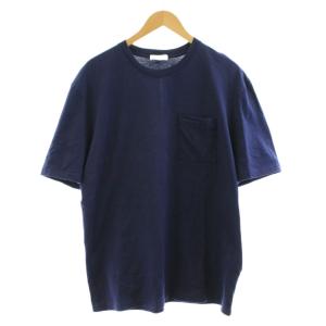 Tシャツ カットソー 半袖 クルーネック ロゴ プリント コットン XL 紺 ネイビー 122223 /KU