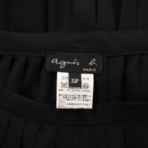 agnes b. プリーツスカート フレア ひざ丈 ペチコート付き 38 黒 ブラック /BB