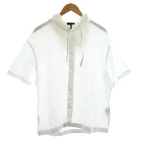 REGULAR FIT リネンシャツ フード 半袖 S 白 ホワイト 3R1CQ4 1NBPZ /KU