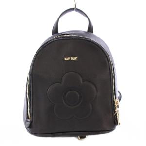 リュックサック デイパック レザー ロゴ デイジー エンボス チェーン 黒 ブラック /BB