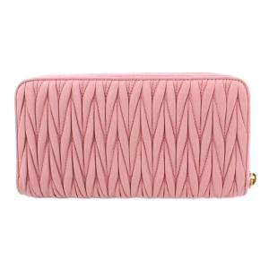 miumiu ラージマトラッセナッパレザーウォレット ロング 長財布 ラウンドファスナー ロゴ ピンク 5ML506-AFPP-F0E18