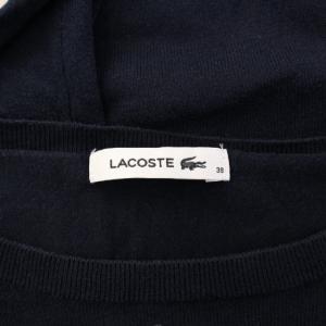 LACOSTE ニット 長袖 クルーネック ロゴ バイカラー 38 紺 ネイビー 白 ホワイト /BB