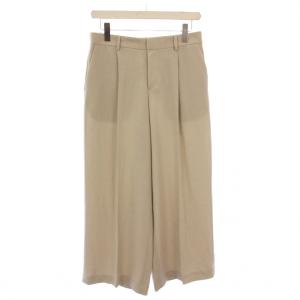スラックスパンツ ストレート タック ジップフライ ワンカラー 無地 40 ベージュ タグ付き /BB