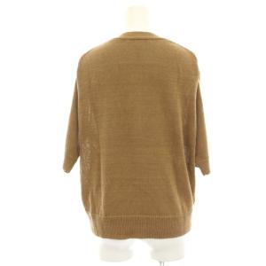 23区 20SS リネンコットンＶネックカーディガン ニット 麻混 半袖 大きいサイズ 44 茶 ブラウン KRWWBM0506
