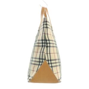 BURBERRY LONDON トートバッグ ハンドバッグ ノバチェック PVC レザー ロゴプレート ベージュ /KU