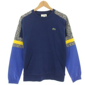 SPORT スウェットカットソー トレーナー 長袖 ワッペン 異素材切替 FR2 紺 ネイビー 青 ブルー