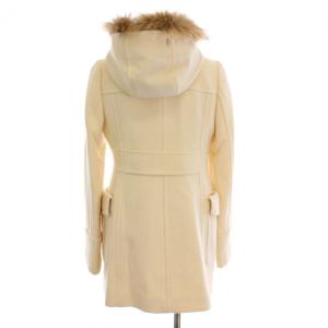BURBERRY BLUE LABEL ウールコート ファー フード付き アウター 38 アイボリー 白 FNF16-784-02 /YM