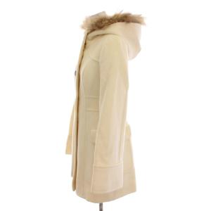 BURBERRY BLUE LABEL ウールコート ファー フード付き アウター 38 アイボリー 白 FNF16-784-02 /YM