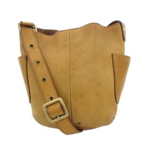 olive ショルダーバッグ 牛革 レザー ヴィンテージライク ロゴ型押 茶 /UO