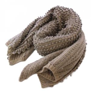 ストール 編み込み ワンカラー ストレッチ ウール カシミヤ混 アンゴラ混 グレージュ /BB