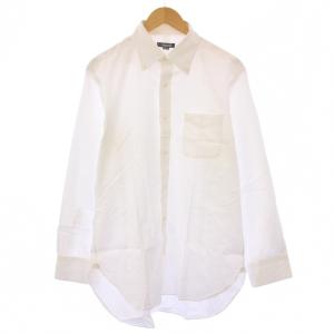 ボタンダウンシャツ カジュアル 長袖 レギュラーカラー ストライプ柄 ロゴ 刺繍 ワンカラー LL 白