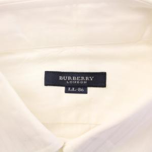 BURBERRY LONDON ボタンダウンシャツ カジュアル 長袖 レギュラーカラー ストライプ柄 ロゴ 刺繍 ワンカラー LL 白