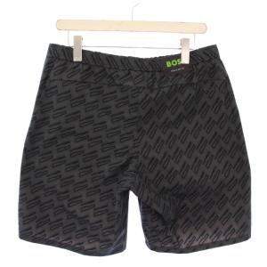 HUGO BOSS ショートパンツ ハーフパンツ イージー ウエストゴム 総柄 M グレー 黒 ブラック タグ付き /BB