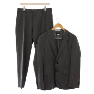 シングルスーツ テーラードジャケット アウター テーパードパンツ スラックス ジップフライ ウール混 48