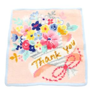 LOVERARY ハンカチ ハンドタオル ブーケ柄 コットン マルチカラー ピンク 水色 ライトブルー