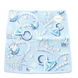 LOVERARY ハンカチ ハンドタオル 総柄 宝石柄 コットン 水色 ライトブルー /AN34