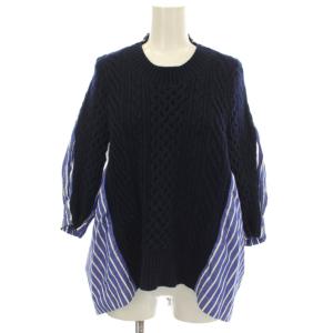 ニット ドッキングシャツ ネイビー SCN-040