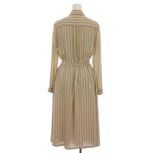 BARNEYS NEW YORK シャツワンピース ロング ストライプ 長袖 36 ベージュ ネイビー 2092285 099570 /YM
