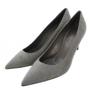 パンプス ポインテッドトゥ ハイヒール スエード ワンカラー 37 グレー /BB