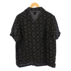 Needles Cabana Shirt カバナシャツ オープンカラー カジュアル 半袖 総柄 バイカラー S 黒 ブラック