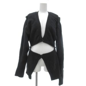 デタッチャブルニットトップ ドッキング 長袖 セーター ウール 36 黒 ブラック /YJ