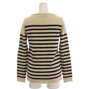 Drawer セーター ニット ボーダー 長袖 カシミヤ ウール 1 白 ホワイト 紺 ネイビー 6513-106-0591