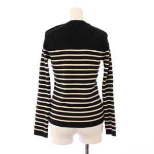 MUSE de Deuxieme Classe ニット セーター 長袖 クルーネック ウール ボーダー柄 F 黒 ブラック アイボリー /BB