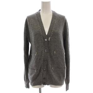 Zip Design Cardigan カーディガン ウール XS グレー スタッズ ジップポケット M4006205