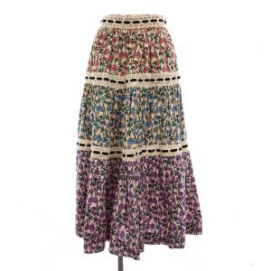 RUN WAY フレアスカート ロング ティアード 花柄 プリント 2 マルチカラー W1000013