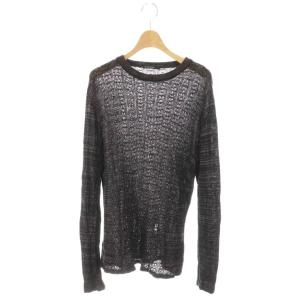 ニット カットソー L ブラック ブラウン /DO