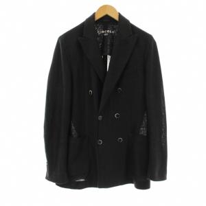 リネン メッシュ6B ジャケット テーラードジャケット ブレザー ダブル 麻 48 黒 ブラック 2104-353639