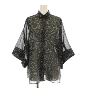 CONTOUR LINE BELL-SLEEVE SHIRT カジュアルシャツ 五分袖 総柄 1 黒 ブラック