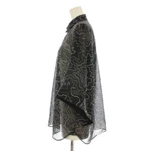 HYKE CONTOUR LINE BELL-SLEEVE SHIRT カジュアルシャツ 五分袖 総柄 1 黒 ブラック