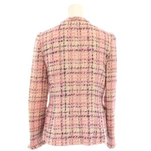 M'S GRACY スーツ セットアップ 上下 ノーカラージャケット スカート ひざ丈 フレア フリンジ 38 ピンク 紫