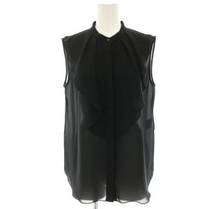 シャツ ブラウス ノースリーブ フリル シアー 38 黒 ブラック A335-012 /HN