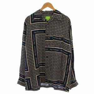 SCARF RESORT TOP シャツ 長袖 総柄 L 緑 /BM