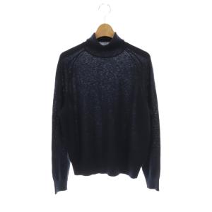 ニット カットソー 長袖 タートルネック カシミヤ XS ネイビー /DO