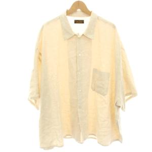 10XL HS CLiワッシャー シャツ カジュアルシャツ 半袖 麻 リネン F ベージュ 22051470207020