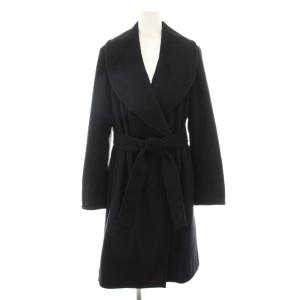 べランディ Bellandi ウールリバーロングコート アウター リボンベルト 38 黒 ブラック CCOWMCW0506